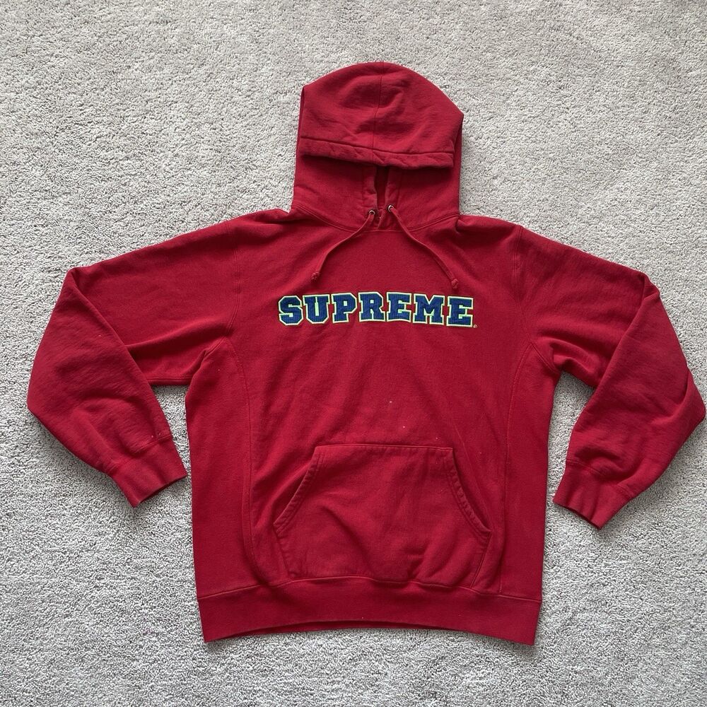 Supreme Cord Collegiate Logo Hooded Sweatshirt SS18 (SS18SW16) Men's XL